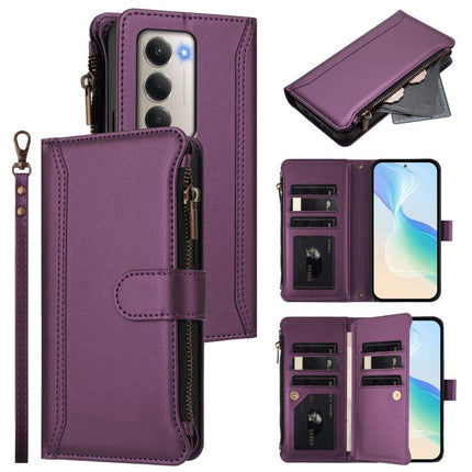Magnetic Closure 9 Card Slots Zipper Leather Case with Hand Strap, For Redmi Note 15 Pro 5G Global 163.6mm, For Redmi 15 5G Global / 15 4G SEA 169.5mm, For Redmi 15 5G / 4G EU 171mm, For Redmi 13x / Redmi 13 4G / 5G