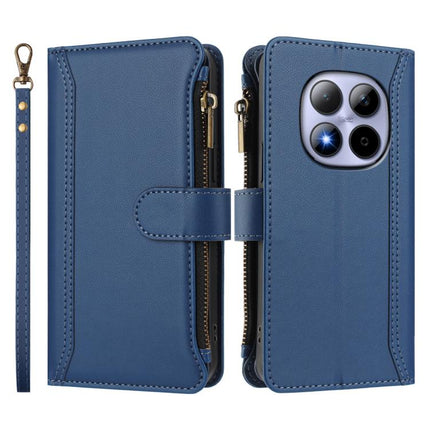 Magnetic Closure 9 Card Slots Zipper Leather Case with Hand Strap, For Redmi Note 15 Pro 5G Global 163.6mm, For Redmi 15 5G Global / 15 4G SEA 169.5mm, For Redmi 15 5G / 4G EU 171mm, For Redmi 13x / Redmi 13 4G / 5G