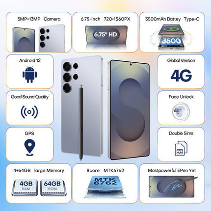 S25 Ultra / Q25, 4GB+64GB, 6.75 inch Android 12 MTK6762 Octa Core, Network: 4G, Dual SIM, with Stylus Pen, EU Plug, US Plug, UK Plug, AU Plug