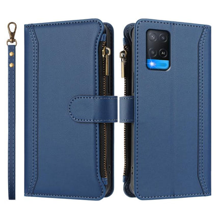 Magnetic Closure 9 Card Slots Zipper Leather Case with Hand Strap, For Realme V11 5G, For Realme C17 / 7i