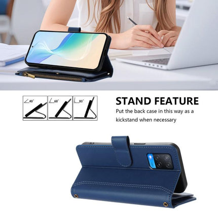 Magnetic Closure 9 Card Slots Zipper Leather Case with Hand Strap, For Realme V11 5G, For Realme C17 / 7i