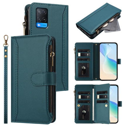 Magnetic Closure 9 Card Slots Zipper Leather Case with Hand Strap, For Realme V11 5G, For Realme C17 / 7i