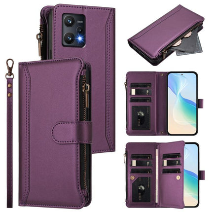 Magnetic Closure 9 Card Slots Zipper Leather Case with Hand Strap, For Realme V13 5G / Q3 5G / Q3i 5G, For Realme 9 Pro 5G Global, For Realme 9i 4G, For Realme C20 / C11 2021 / C21
