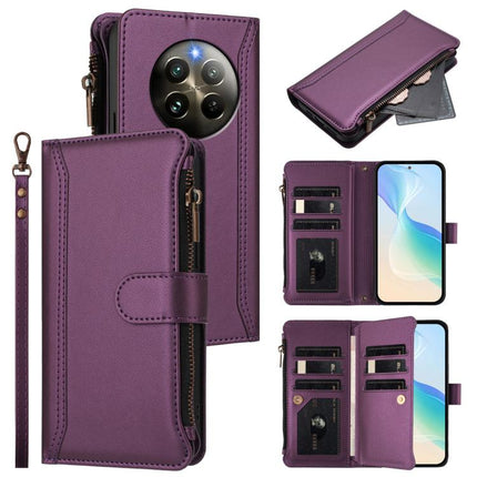 Magnetic Closure 9 Card Slots Zipper Leather Case with Hand Strap, For Realme Note 60 4G Global / Narzo N63 4G, For Realme 13+ 5G Global, For Realme 13 4G Global / P1 5G Global, For Realme 13 Pro 5G Global