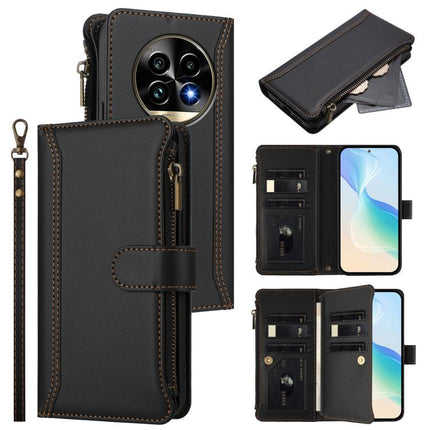 Magnetic Closure 9 Card Slots Zipper Leather Case with Hand Strap, For Realme Note 60 4G Global / Narzo N63 4G, For Realme 13+ 5G Global, For Realme 13 4G Global / P1 5G Global, For Realme 13 Pro 5G Global