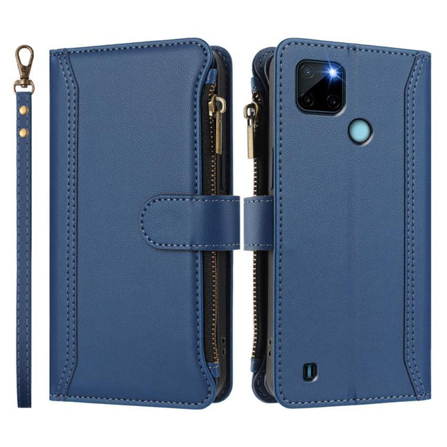 Magnetic Closure 9 Card Slots Zipper Leather Case with Hand Strap, For Realme C21Y, For Realme C25 / C15 / C12 / C25S, For Realme 8 / 8 Pro, For Realme GT 5G / GT NEO 5G
