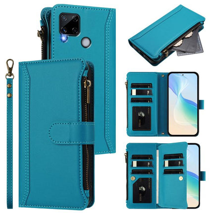 Magnetic Closure 9 Card Slots Zipper Leather Case with Hand Strap, For Realme C21Y, For Realme C25 / C15 / C12 / C25S, For Realme 8 / 8 Pro, For Realme GT 5G / GT NEO 5G