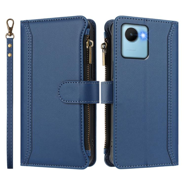 Magnetic Closure 9 Card Slots Zipper Leather Case with Hand Strap, For Realme C30 4G / Narzo 50i Prime / C30S, For Realme GT NEO 3T, For Realme 9 Pro+ 5G / Narzo 50 Pro, For Realme GT Neo3