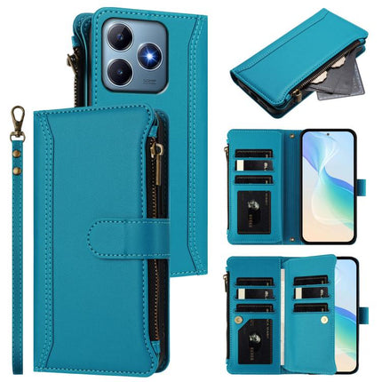Magnetic Closure 9 Card Slots Zipper Leather Case with Hand Strap, For Realme GT7 Pro 5G / GT7 Pro Racing, For Realme C63 5G Global, For Realme 12 5G Global / 12X 5G Global, For Realme C63 4G Global / Narzo N63 4G
