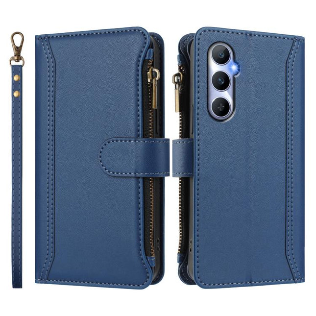 Magnetic Closure 9 Card Slots Zipper Leather Case with Hand Strap, For Realme C65 4G Global, For Realme C55 4G Global / Narzo N55, For Realme C33 2022 Global / C33 2023 Global, For Realme 10T 5G / 10S 5G