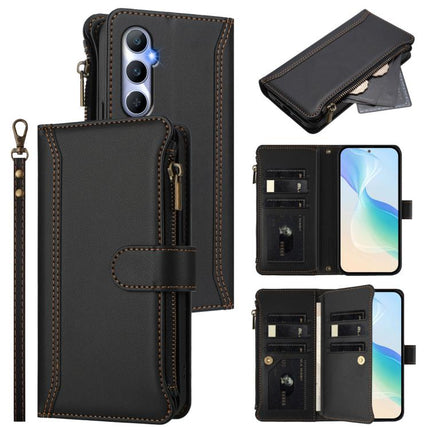 Magnetic Closure 9 Card Slots Zipper Leather Case with Hand Strap, For Realme C65 4G Global, For Realme C55 4G Global / Narzo N55, For Realme C33 2022 Global / C33 2023 Global, For Realme 10T 5G / 10S 5G
