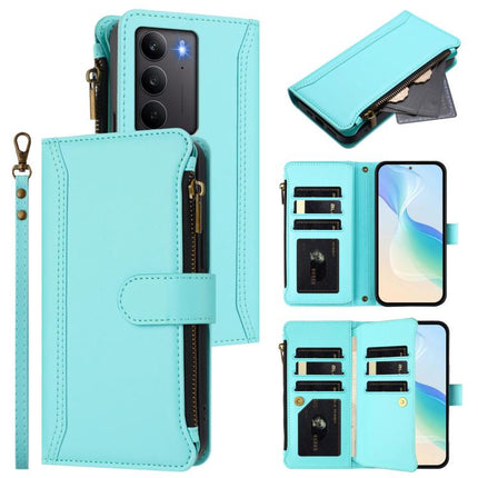 Magnetic Closure 9 Card Slots Zipper Leather Case with Hand Strap, For Realme P3 Pro 5G  Global, For Realme 14 Pro+ 5G, For Realme 14 Pro 5G India, For Realme C75 4G Global / 14x 5G Global