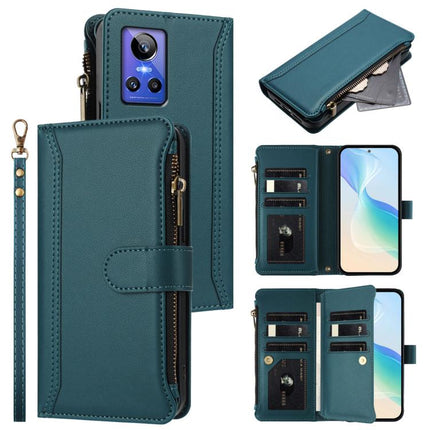 Magnetic Closure 9 Card Slots Zipper Leather Case with Hand Strap, For Realme C30 4G / Narzo 50i Prime / C30S, For Realme GT NEO 3T, For Realme 9 Pro+ 5G / Narzo 50 Pro, For Realme GT Neo3