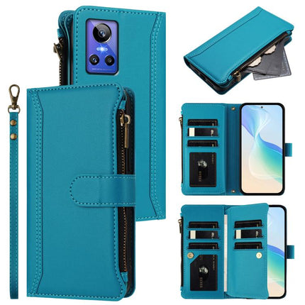 Magnetic Closure 9 Card Slots Zipper Leather Case with Hand Strap, For Realme C30 4G / Narzo 50i Prime / C30S, For Realme GT NEO 3T, For Realme 9 Pro+ 5G / Narzo 50 Pro, For Realme GT Neo3