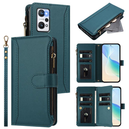 Magnetic Closure 9 Card Slots Zipper Leather Case with Hand Strap, For Realme C30 4G / Narzo 50i Prime / C30S, For Realme GT NEO 3T, For Realme 9 Pro+ 5G / Narzo 50 Pro, For Realme GT Neo3