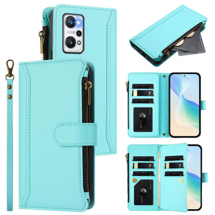 Magnetic Closure 9 Card Slots Zipper Leather Case with Hand Strap, For Realme C30 4G / Narzo 50i Prime / C30S, For Realme GT NEO 3T, For Realme 9 Pro+ 5G / Narzo 50 Pro, For Realme GT Neo3