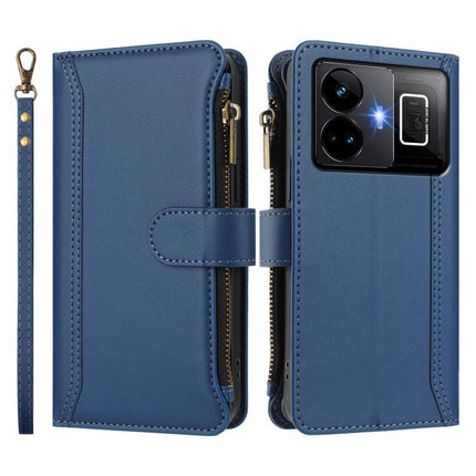 Magnetic Closure 9 Card Slots Zipper Leather Case with Hand Strap, For Realme GT3 5G / GT Neo 5 240W, For Realme 10 Pro 5G, For Realme 10 Pro+ 5G, For Realme 10 4G Global