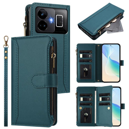 Magnetic Closure 9 Card Slots Zipper Leather Case with Hand Strap, For Realme GT3 5G / GT Neo 5 240W, For Realme 10 Pro 5G, For Realme 10 Pro+ 5G, For Realme 10 4G Global