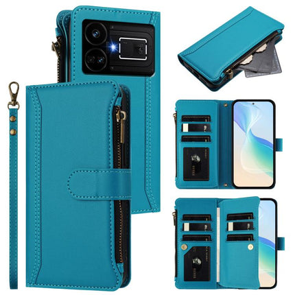 Magnetic Closure 9 Card Slots Zipper Leather Case with Hand Strap, For Realme 11 4G Global, For Realme 11 5G Global / 11X 5G, For Realme GT5 240W / GT5 5G, For Realme Narzo 60 Pro Global