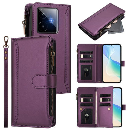 Magnetic Closure 9 Card Slots Zipper Leather Case with Hand Strap, For Realme 15T 5G Global, For Realme 15 / 15 Pro 5G Global, For Realme C71 4G Global, For Realme GT7