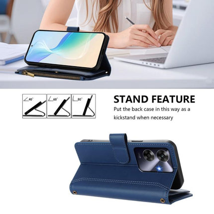 Magnetic Closure 9 Card Slots Zipper Leather Case with Hand Strap, For Realme Note 60 4G Global / Narzo N63 4G, For Realme 13+ 5G Global, For Realme 13 4G Global / P1 5G Global, For Realme 13 Pro 5G Global