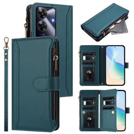 Magnetic Closure 9 Card Slots Zipper Leather Case with Hand Strap, For Realme Note 60 4G Global / Narzo N63 4G, For Realme 13+ 5G Global, For Realme 13 4G Global / P1 5G Global, For Realme 13 Pro 5G Global