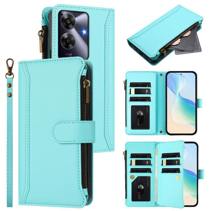 Magnetic Closure 9 Card Slots Zipper Leather Case with Hand Strap, For Realme Note 60 4G Global / Narzo N63 4G, For Realme 13+ 5G Global, For Realme 13 4G Global / P1 5G Global, For Realme 13 Pro 5G Global