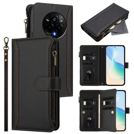 Magnetic Closure 9 Card Slots Zipper Leather Case with Hand Strap, For Realme P3 Pro 5G  Global, For Realme 14 Pro+ 5G, For Realme 14 Pro 5G India, For Realme C75 4G Global / 14x 5G Global