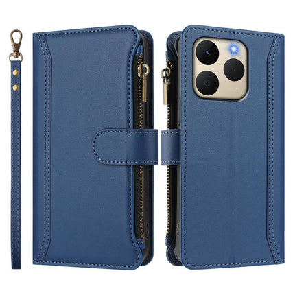 Magnetic Closure 9 Card Slots Zipper Leather Case with Hand Strap, For Realme 15T 5G Global, For Realme 15 / 15 Pro 5G Global, For Realme C71 4G Global, For Realme GT7