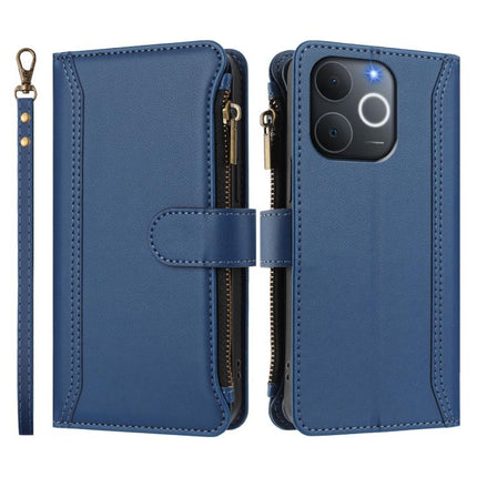 Magnetic Closure 9 Card Slots Zipper Leather Case with Hand Strap, For Realme C71 4G India, For Realme C85 5G / 15x 5G India, For Realme P4 Pro 5G, For Realme P4 5G