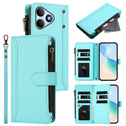 Magnetic Closure 9 Card Slots Zipper Leather Case with Hand Strap, For Realme 16T 5G Global, For Realme C83 5G India/C85 5G, For Realme P4 Power 5G, For Realme Note 80 4G Global