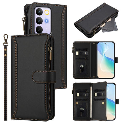 Magnetic Closure 9 Card Slots Zipper Leather Case with Hand Strap, For Realme 16T 5G Global, For Realme C83 5G India/C85 5G, For Realme P4 Power 5G, For Realme Note 80 4G Global
