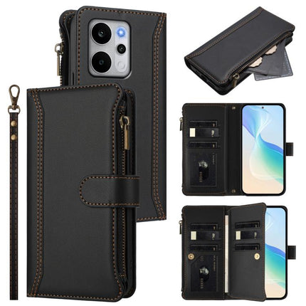 Magnetic Closure 9 Card Slots Zipper Leather Case with Hand Strap, For Realme 16T 5G Global, For Realme C83 5G India/C85 5G, For Realme P4 Power 5G, For Realme Note 80 4G Global