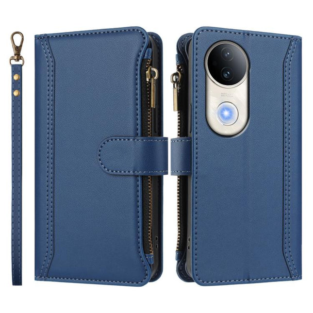 Magnetic Closure 9 Card Slots Zipper Leather Case with Hand Strap, For vivo S20 5G, For vivo S20 Pro 5G, For vivo Y19S 4G Global, For vivo X200 5G