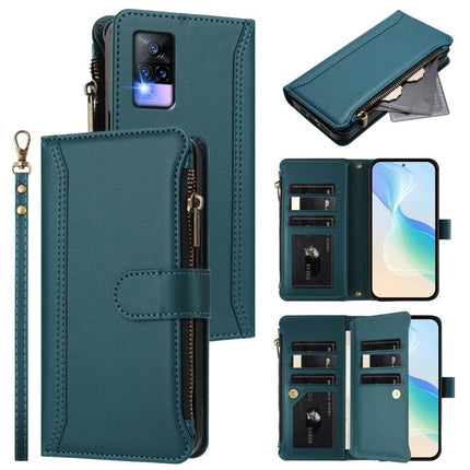 Magnetic Closure 9 Card Slots Zipper Leather Case with Hand Strap, For vivo Y35 4G Global / Y77E 5G, For vivo Y33S 4G Global / Y21 2021, For vivo V20 / V21E 4G / Y73 2021, For vivo Y30 4G Global