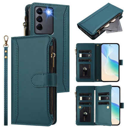 Magnetic Closure 9 Card Slots Zipper Leather Case with Hand Strap, For vivo Y27 4G 2023, For vivo Y02A 4G / Y02 4G / Y11 2023 / Y02T, For vivo V27 5G Global / V27 Pro 5G Global, For vivo V27E 4G Global / T2 4G Global