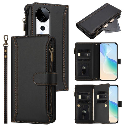 Magnetic Closure 9 Card Slots Zipper Leather Case with Hand Strap, For vivo X200 Pro mini, For vivo X200 Pro 5G, For vivo V40E 5G india / iQOO Z9s 5G, For vivo V40 5G Global / V40 Pro 5G Global