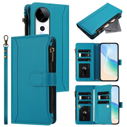 Magnetic Closure 9 Card Slots Zipper Leather Case with Hand Strap, For vivo X200 Pro mini, For vivo X200 Pro 5G, For vivo V40E 5G india / iQOO Z9s 5G, For vivo V40 5G Global / V40 Pro 5G Global
