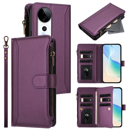 Magnetic Closure 9 Card Slots Zipper Leather Case with Hand Strap, For vivo X200 Pro mini, For vivo X200 Pro 5G, For vivo V40E 5G india / iQOO Z9s 5G, For vivo V40 5G Global / V40 Pro 5G Global
