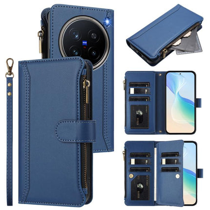 Magnetic Closure 9 Card Slots Zipper Leather Case with Hand Strap, For vivo X200 Pro mini, For vivo X200 Pro 5G, For vivo V40E 5G india / iQOO Z9s 5G, For vivo V40 5G Global / V40 Pro 5G Global