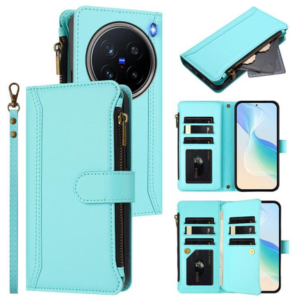 Magnetic Closure 9 Card Slots Zipper Leather Case with Hand Strap, For vivo X200 Pro mini, For vivo X200 Pro 5G, For vivo V40E 5G india / iQOO Z9s 5G, For vivo V40 5G Global / V40 Pro 5G Global