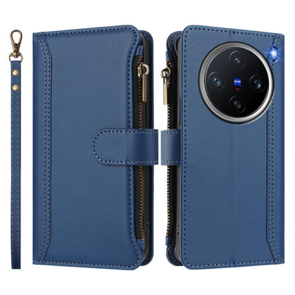Magnetic Closure 9 Card Slots Zipper Leather Case with Hand Strap, For vivo X200 Pro mini, For vivo X200 Pro 5G, For vivo V40E 5G india / iQOO Z9s 5G, For vivo V40 5G Global / V40 Pro 5G Global