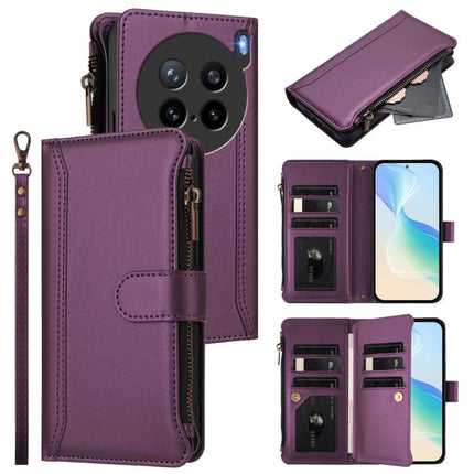 Magnetic Closure 9 Card Slots Zipper Leather Case with Hand Strap, For vivo V60 Lite 5G Global, For vivo Y400 4G, For vivo X200S 5G, For vivo V50 Lite 5G Global / V50 Lite 4G