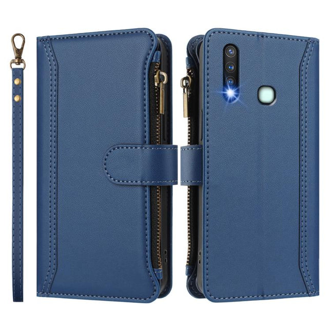 Magnetic Closure 9 Card Slots Zipper Leather Case with Hand Strap, For vivo Y19 / U3 / Y5S / Z5i / U20, For vivo Y17 / Y15 / Y12 Global