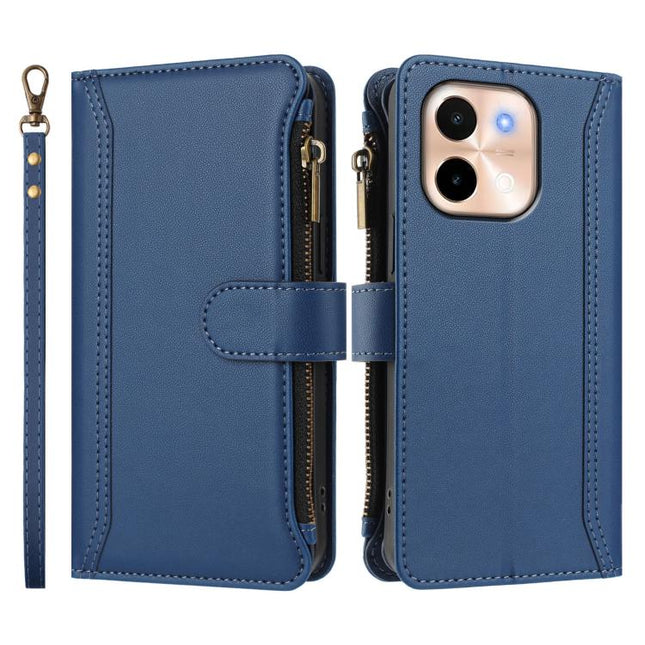 Magnetic Closure 9 Card Slots Zipper Leather Case with Hand Strap, For vivo Y28 4G Global, For vivo Y38 5G Global / T3X 5G Global, For vivo X100 Pro 5G / X100S Pro 5G, For vivo X100S 5G