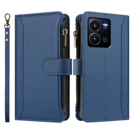 Magnetic Closure 9 Card Slots Zipper Leather Case with Hand Strap, For vivo Y35 4G Global / Y77E 5G, For vivo Y33S 4G Global / Y21 2021, For vivo V20 / V21E 4G / Y73 2021, For vivo Y30 4G Global