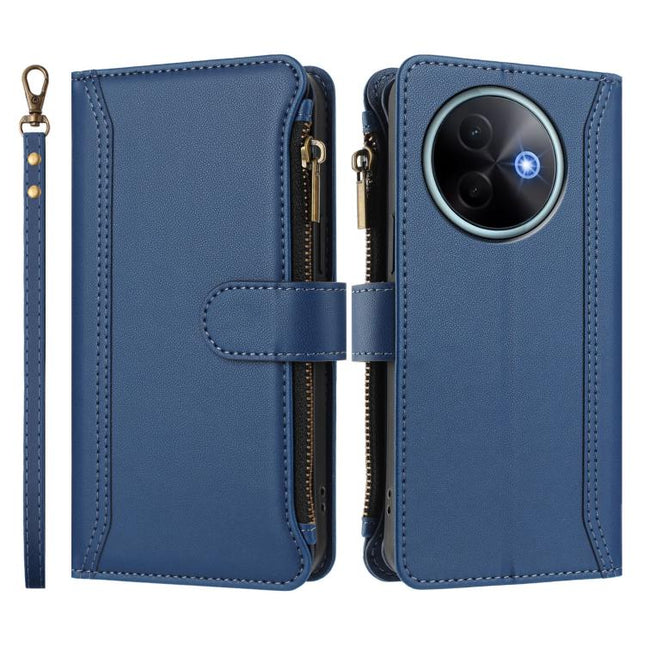 Magnetic Closure 9 Card Slots Zipper Leather Case with Hand Strap, For vivo Y39 5G Global, For vivo Y29S 5G / Y04 5G Global, For vivo Y29 4G Global, For vivo V50 5G Global