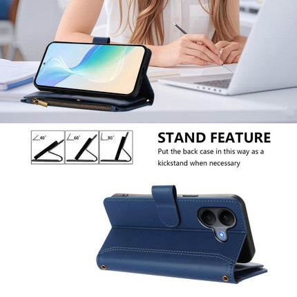 Magnetic Closure 9 Card Slots Zipper Leather Case with Hand Strap, For vivo V60 Lite 5G Global, For vivo Y400 4G, For vivo X200S 5G, For vivo V50 Lite 5G Global / V50 Lite 4G