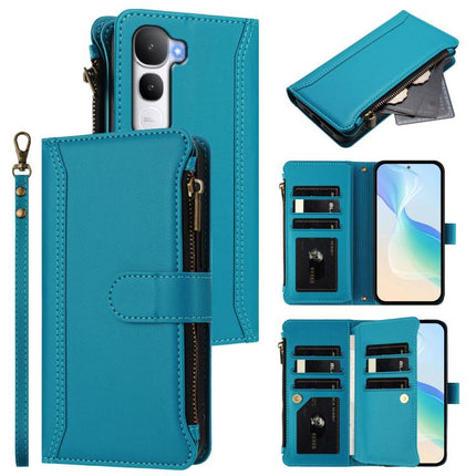 Magnetic Closure 9 Card Slots Zipper Leather Case with Hand Strap, For vivo V60 Lite 5G Global, For vivo Y400 4G, For vivo X200S 5G, For vivo V50 Lite 5G Global / V50 Lite 4G