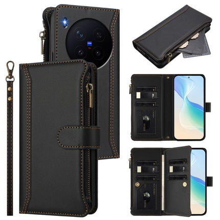 Magnetic Closure 9 Card Slots Zipper Leather Case with Hand Strap, For vivo X300 Ultra, For vivo X300 Pro, For vivo X300, For vivo Y31 5G Global